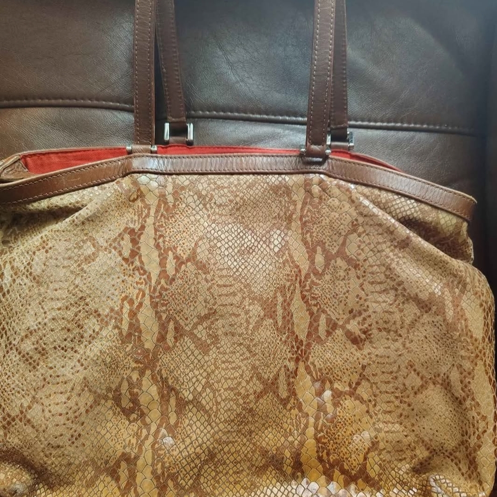 Brown Snakeskin Tote Bag